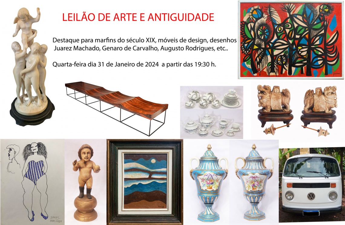 LEILÃO DE ARTE, ANTIGUIDADES E CURIOSIDADES - Coleção Juarez Machado, marfins, design, etc...