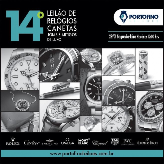 Portofino Leilões: 14º LEILÃO DE RELÓGIOS, CANETAS, JOIAS E ARTIGOS DE LUXO.