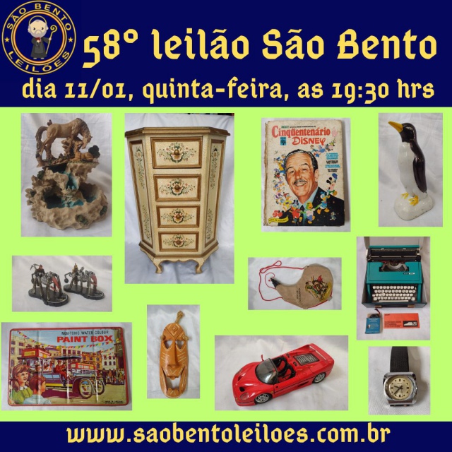 58 leilão São Bento de brinquedos, antiguidades e colecionismo