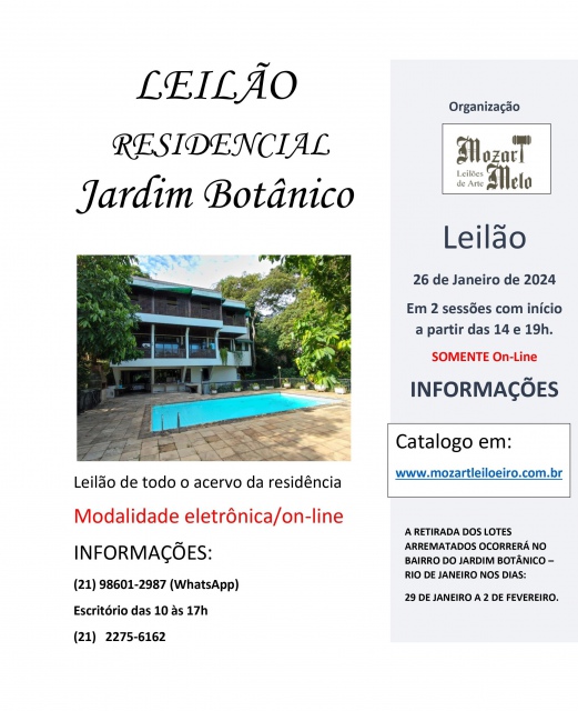 LEILÃO RESIDENCIAL JARDIM BOTÂNICO - Janeiro 2024
