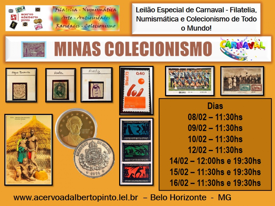 Leilão Especial de Carnaval - Filatelia, Numismática e Colecionismo de Todo o Mundo!
