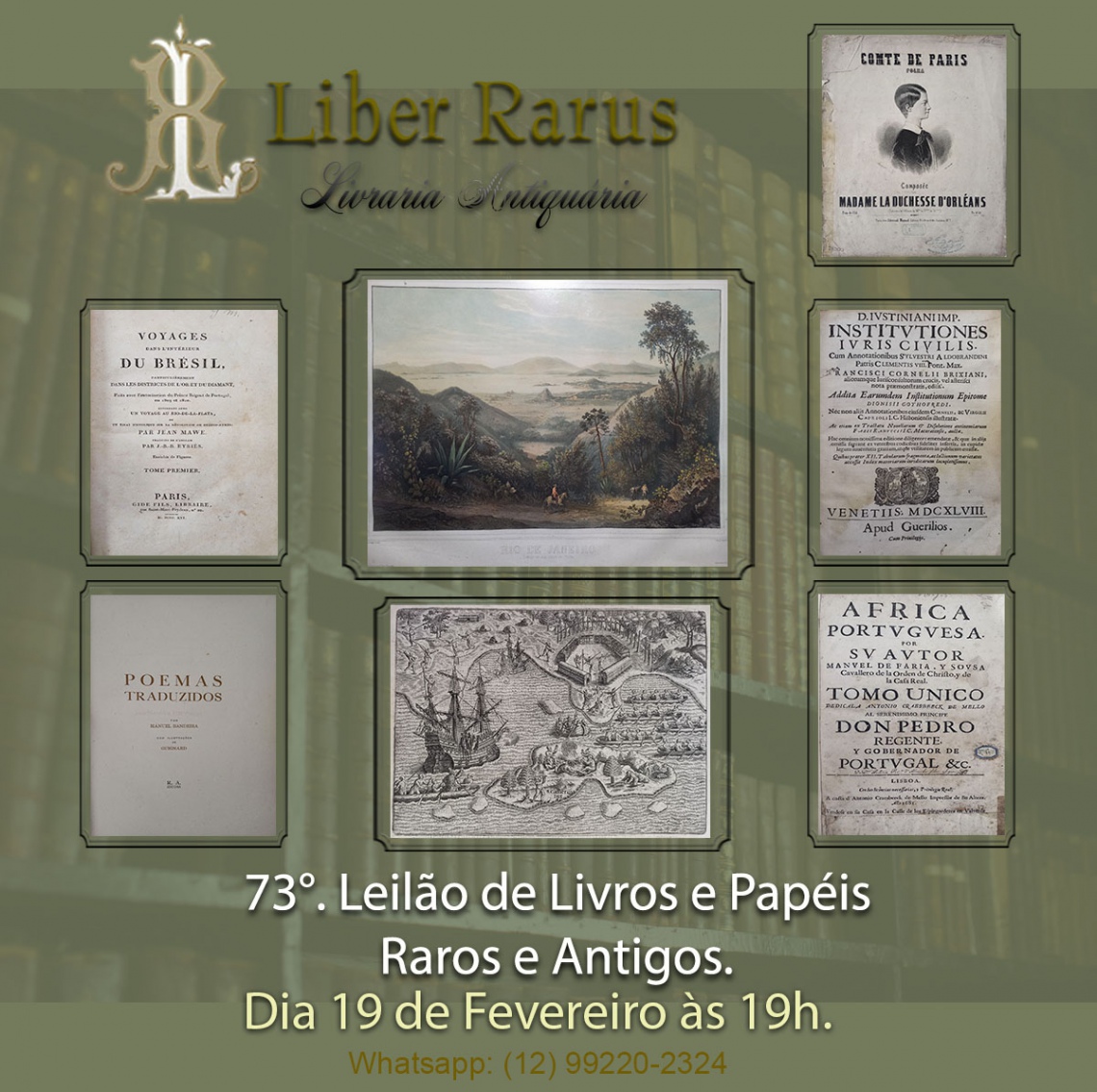 73º Leilão de Livros e Papéis Raros e Antigos - Liber Rarus - 19/02/2025 - 19h00