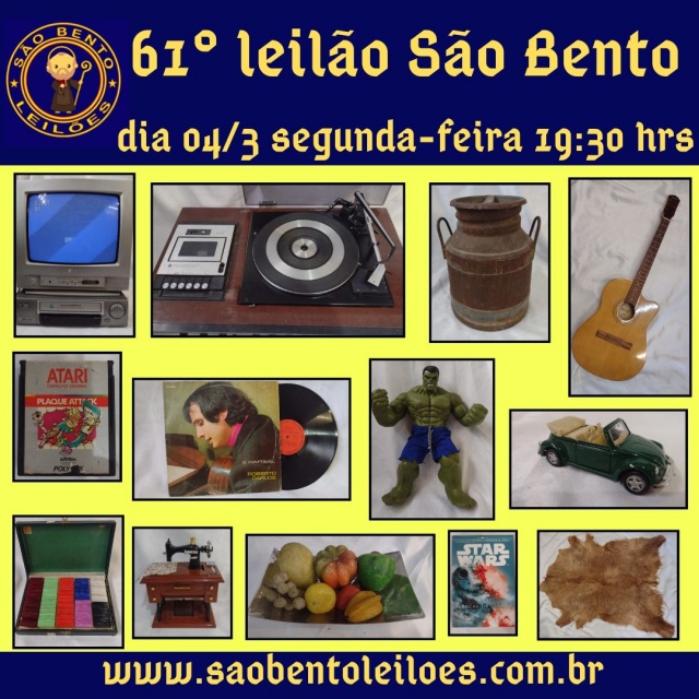 61º Leilão São Bento de brinquedos, livros, discos, antiguidades e colecionismo
