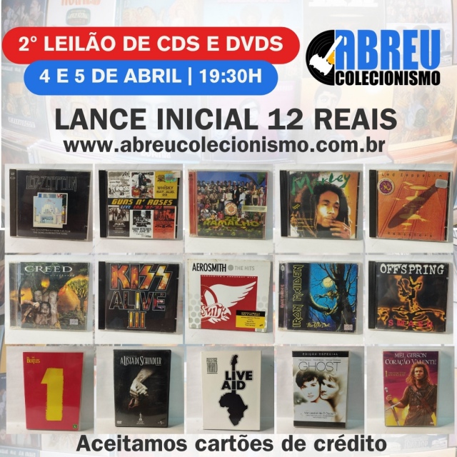2º LEILÃO DE  CDS E DVDS ABREU COLECIONISMO