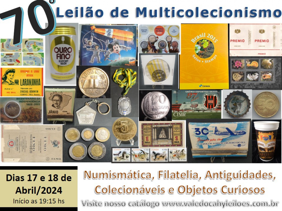 70º Grande Leilão de Numismática, Filatelia, Antiguidades e Objetos Curiosos