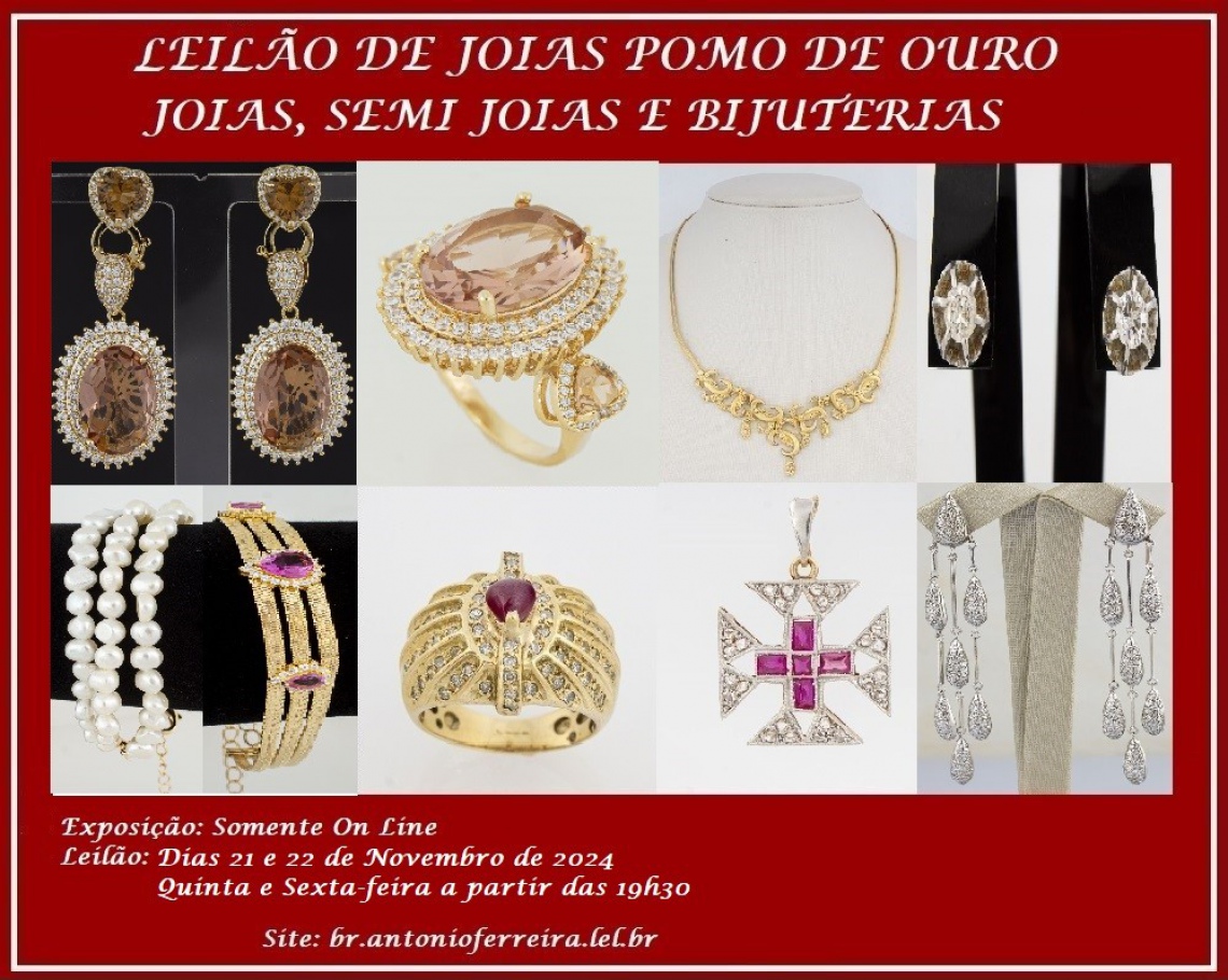 Leilão de Joias Pomo de Ouro - JOIAS, SEMI-JOIAS E BIJUTERIAS