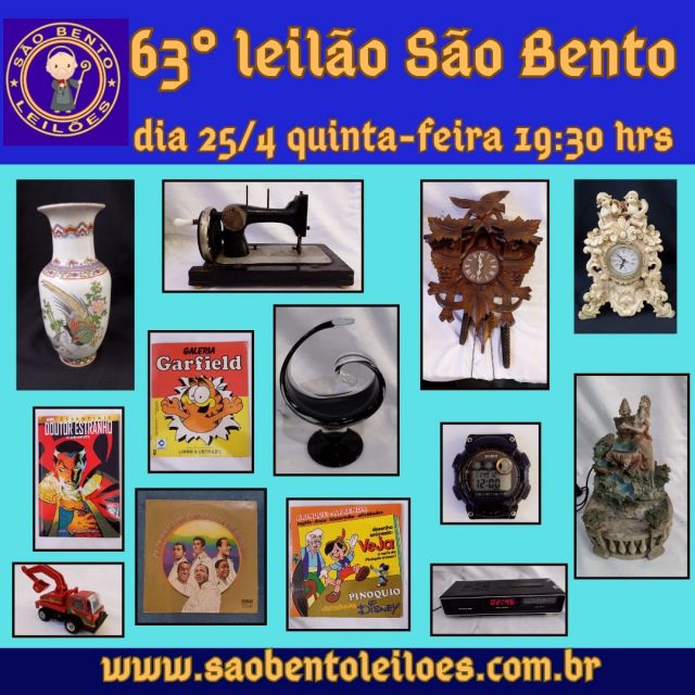 63º Leilão São Bento de brinquedos, livros, discos, antiguidades e colecionismo