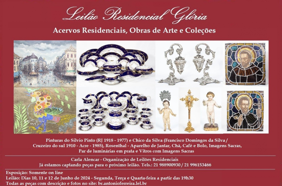 Leilão Residencial Glória - Acervos Residenciais, Obras de Arte e Coleções