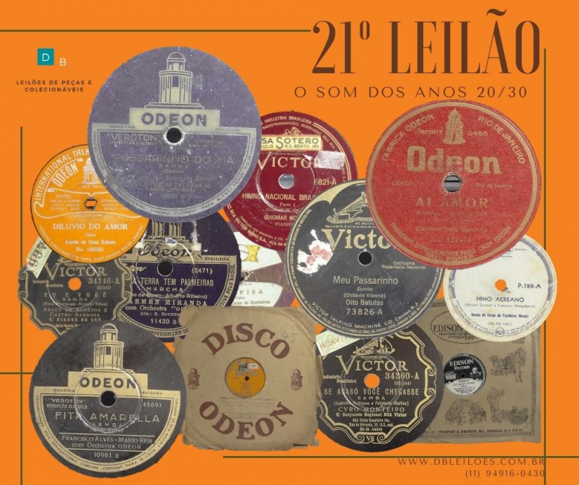 21º Leilão DB Leilões - O Som dos Anos 20/30 - Discos 78 rpm e LPs