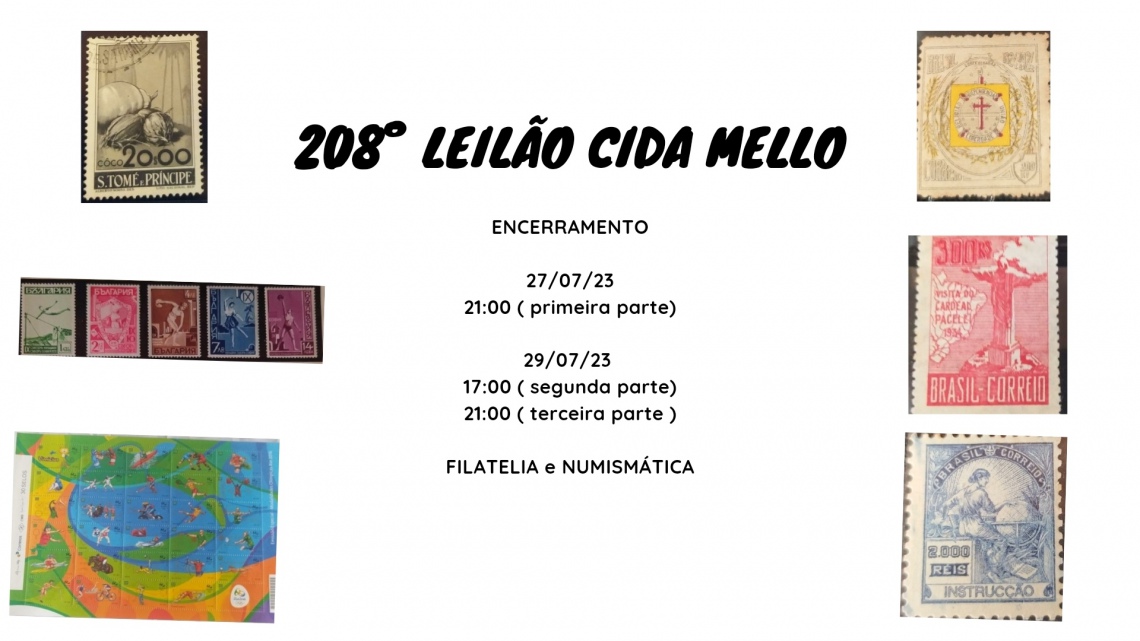 208º LEILÃO CIDA MELLO - NUMISMÁTICA E FILATELIA