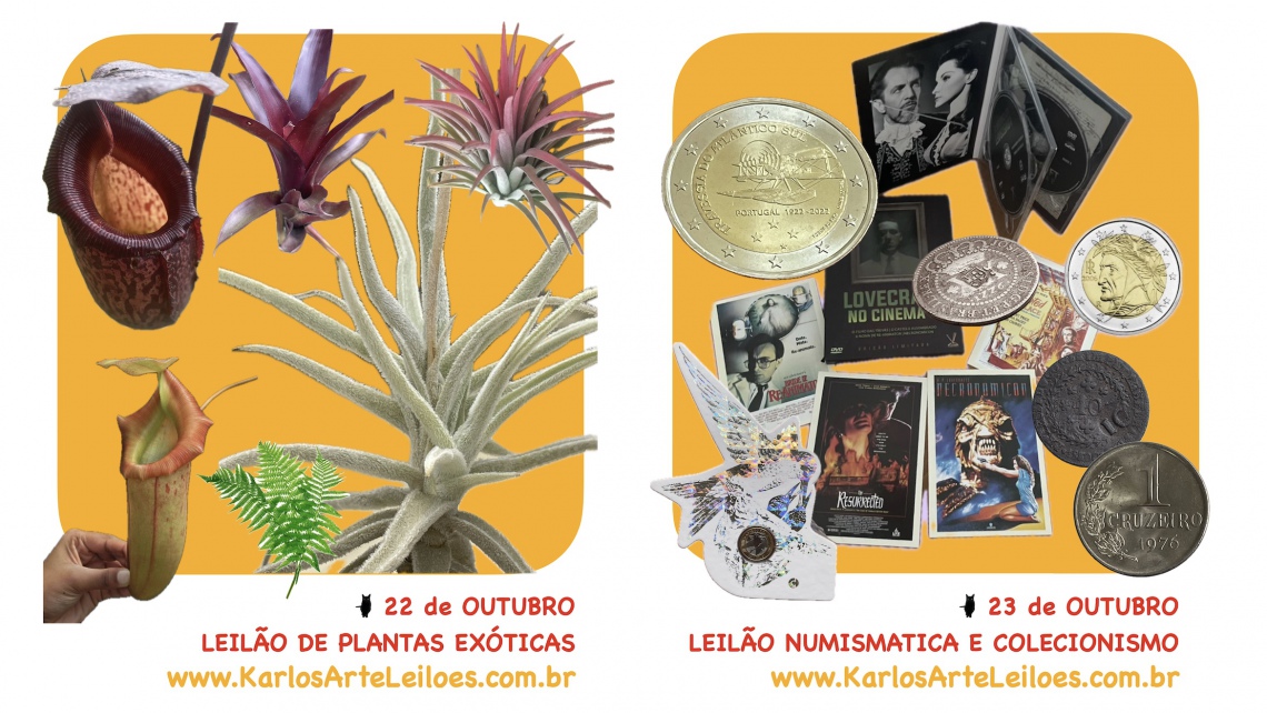 LEILÃO DE PLANTAS  EXÓTICAS, NUMISMÁTICA, DVDs E COLECIONÁVEIS Outubro 2024- Karlos Arte Leilões