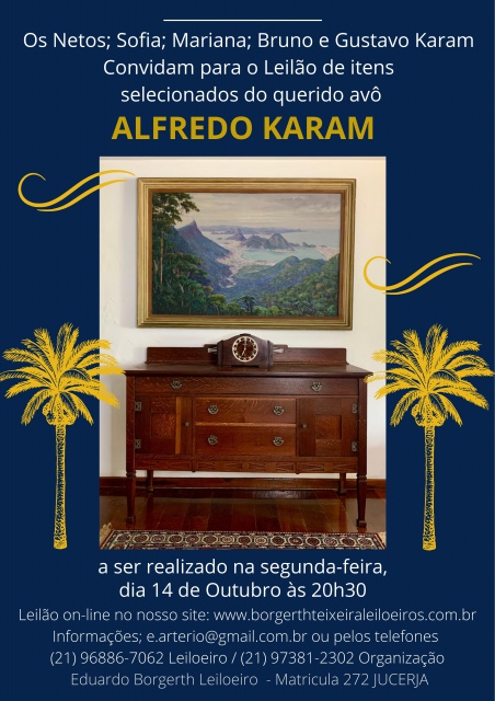 LEILÃO RESIDENCIAL ALFREDO KARAM / Jóias, livros e porcelanas KPM vindo de outros comitentes