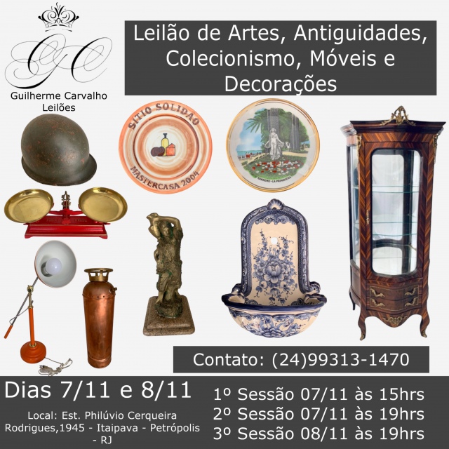 LEILÃO DE ARTES, ANTIGUIDADES, COLECIONISMO, MÓVEIS E DECORAÇÕES