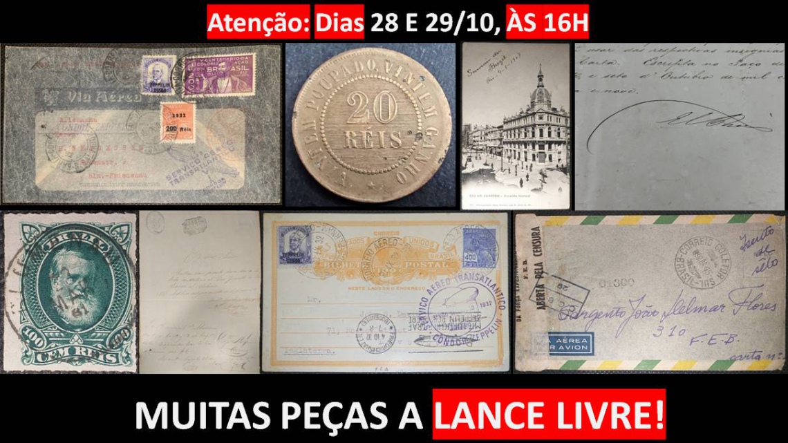 LEILÃO DE COLECIONISMO, POSTAIS, SELOS, FOTOS, MOEDAS, CÉDULAS  E MUITO MAIS DO EMPÓRIO DAS ARTES