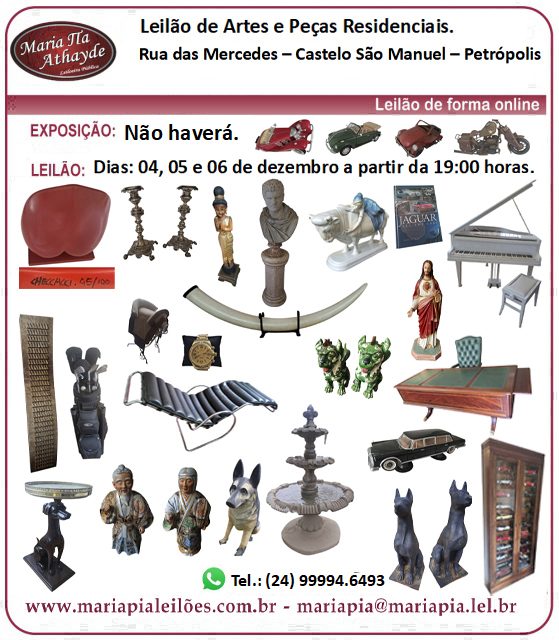 LEILÃO 114 -LEILÃO DE ARTE E ANTIGUIDADES - CASTELO SÃO MANUEL - PETRÓPOLIS