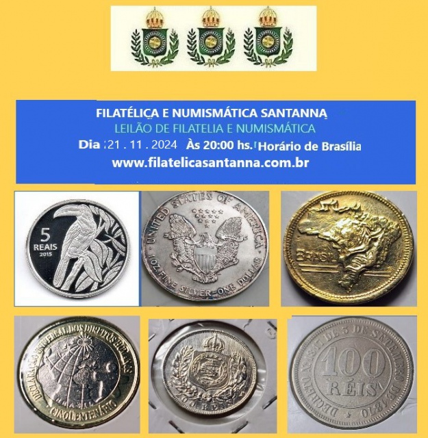 LEILÃO DE NUMISMÁTICA E FILATELIA