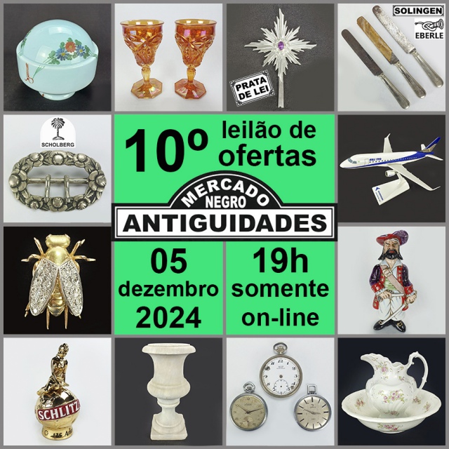 10º Leilão de Ofertas da Mercado Negro Antiguidades cultura gaúcha, prata, vintage, jóias, etc