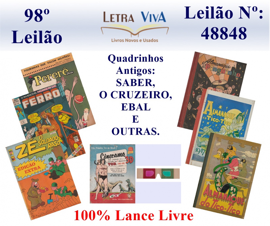 98 LEILÃO LETRA VIVA - QUADRADINHOS ANTIGOS - EDITORA SABER, CRUZEIRO E OUTRAS... 100% LANCE LIVRE