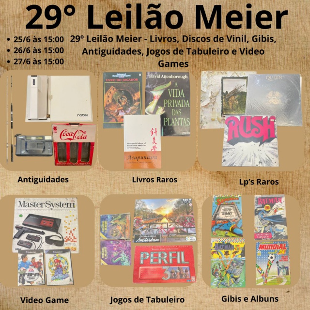 29º Leilão Meier - Livros, Discos de Vinil, Gibis e Antiguidades