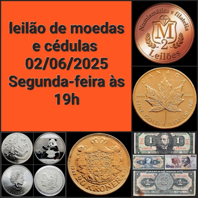 Leilão de Moedas e Cédulas em noite única.