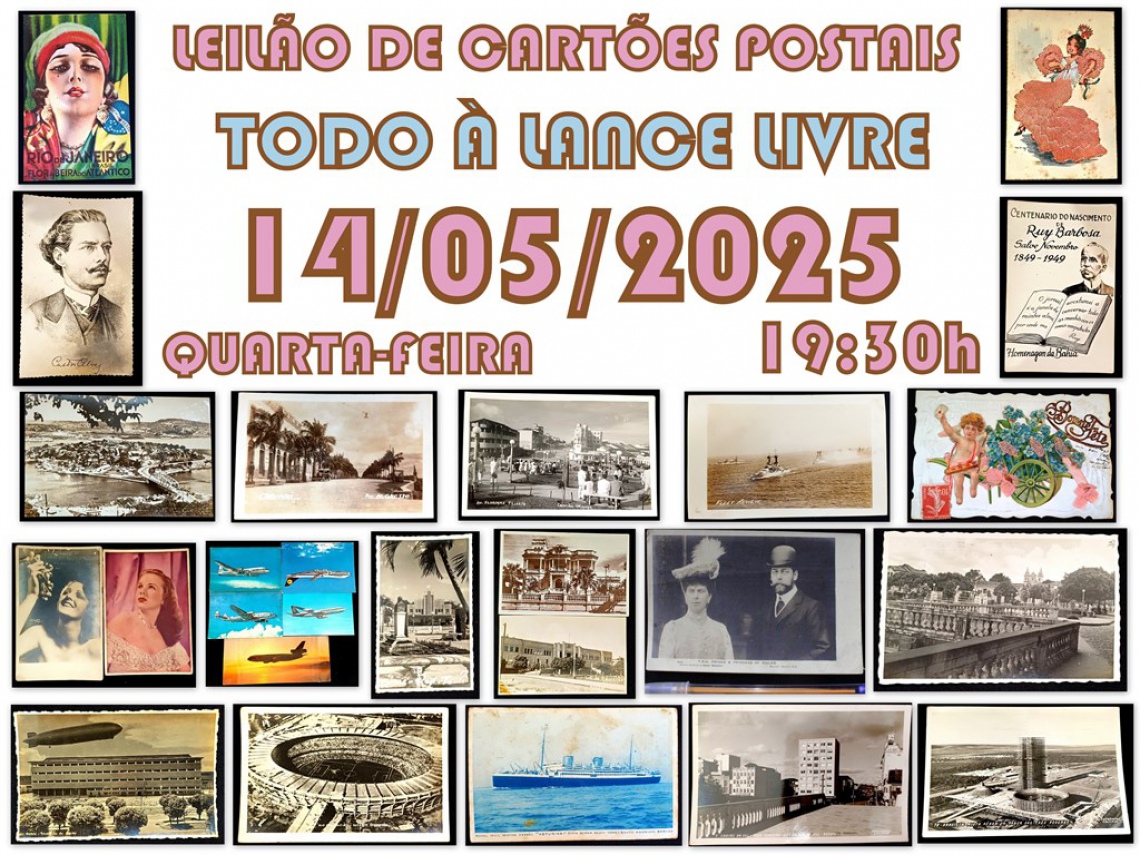 LEILÃO DE CARTÕES POSTAIS TODO À LANCE LIVRE