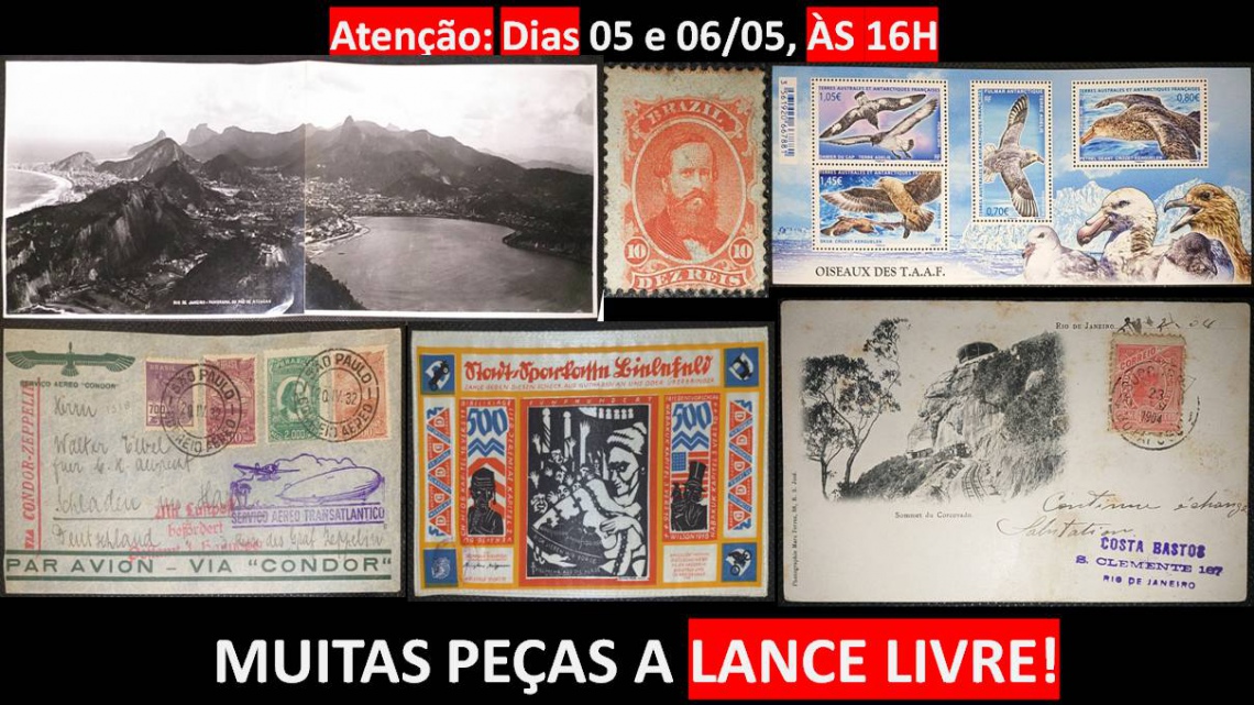 LEILÃO DE COLECIONISMO, POSTAIS, SELOS, FOTOS, MOEDAS, CÉDULAS  E MUITO MAIS DO EMPÓRIO DAS ARTES