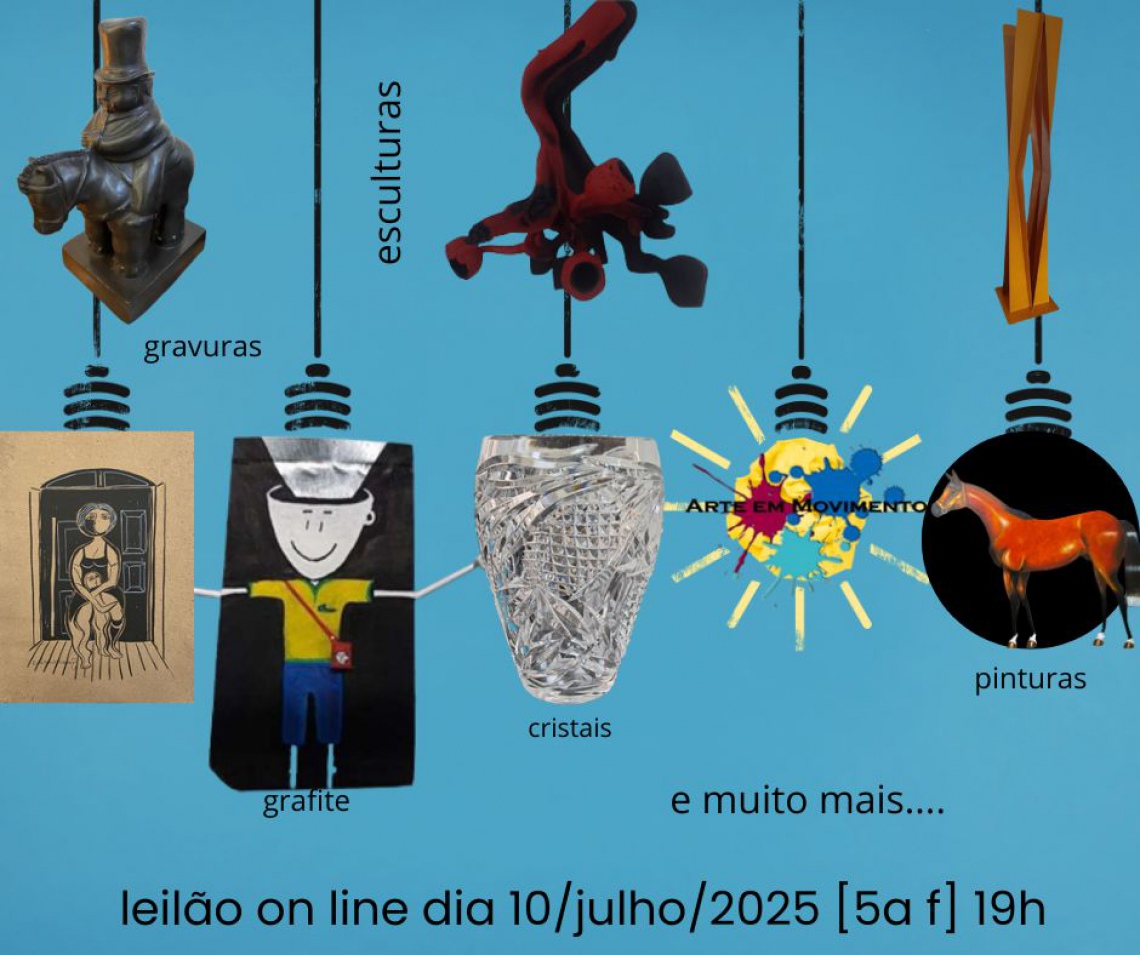 GRANDE LEILÃO DE TELAS, GRAVURAS, ESCULTURAS, CRISTAIS, MÓVEIS E ANTIGUDADES