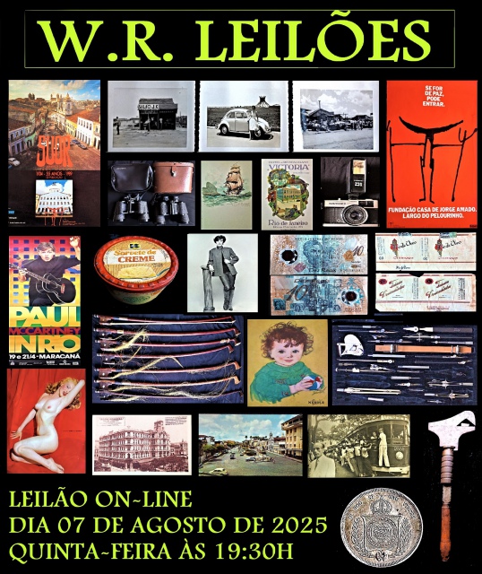 W.R.LEILÕES - COLECIONISMO, IMPRESSOS, CARTÕES POSTAIS, MEDALHAS, FOTOGRAFIAS, REVISTAS, LIVROS