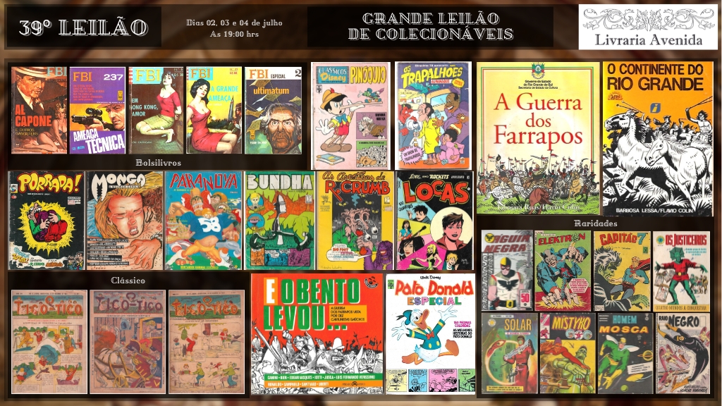 39º Leilão AVENIDA - Grande Leilão de Gibis, HQs, Cartuns e Bolsilivros.