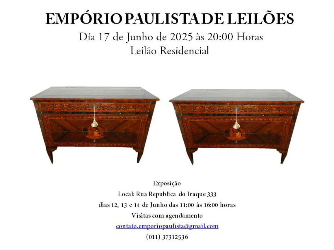 LEILÃO RESIDENCIAL DE ARTE E ANTIGUIDADES - COMISSÃO DE 10% E PAGAMENTO EM 3  VEZES NO CARTÃO DE C