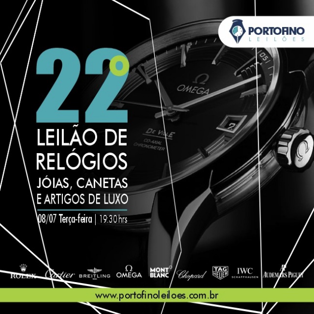 22º LEILÃO DE RELÓGIOS, JOIAS E ARTIGOS DE LUXO.