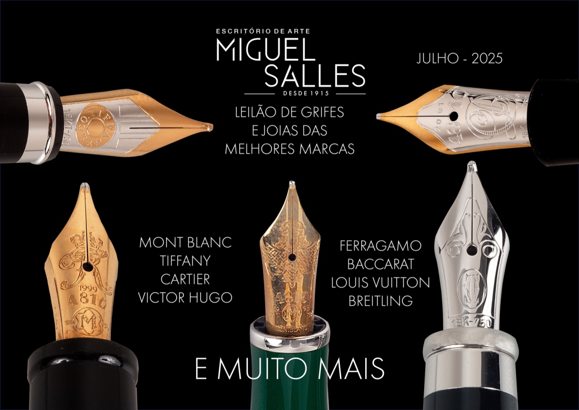 Grande Leilão de Joias, Canetas e Grifes: Cartier, Montblanc, Louis Vuitton, Tiffany & Co e outros.