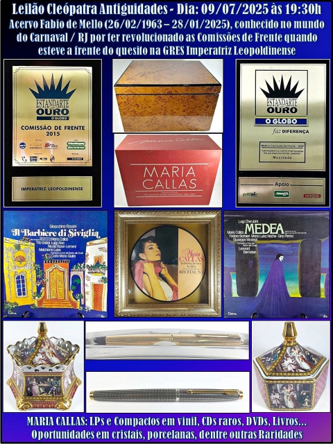 LEILÃO CLEÓPATRA ANTIGUIDADES - GRANDE ACERVO MARIA CALLAS