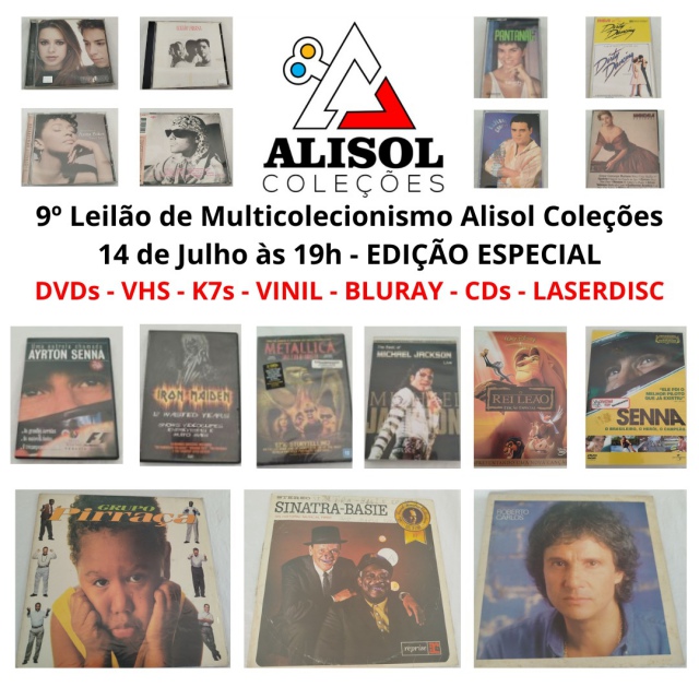 9º Leilão de Multicolecionismo - DVDs - VHS - K7s - VINIL - BLURAY - CDs - LASERDISC
