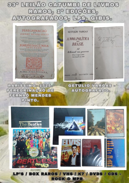 33º LEILÃO CATUMBI DE LIVROS RAROS, PRIMEIRAS EDIÇÕES, AUTOGRAFADOS