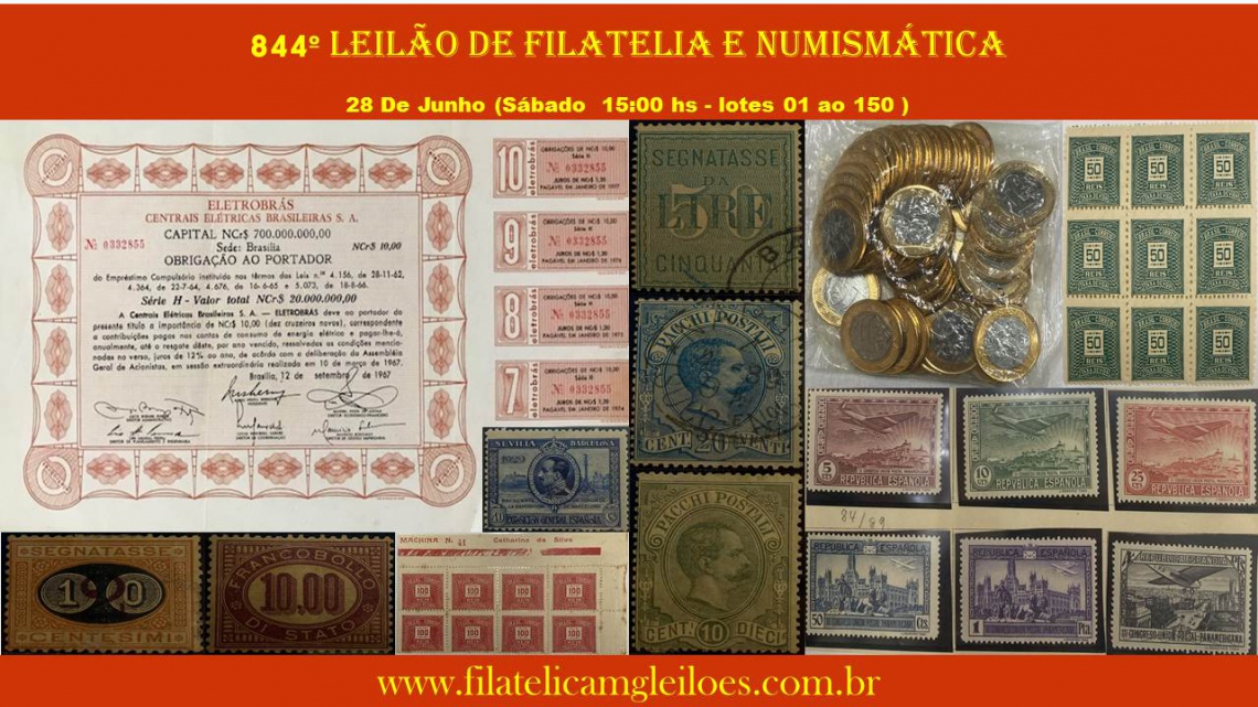 844º Leilão de Filatelia e Numismática