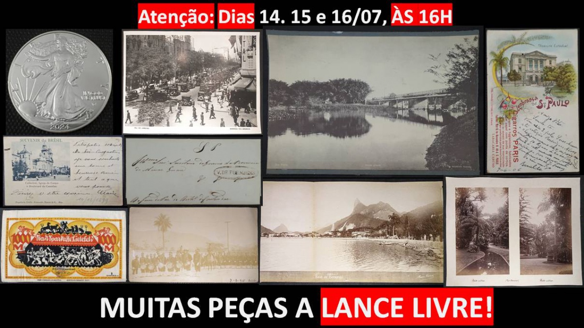 LEILÃO ESPECIAL DE COLECIONISMO, POSTAIS, SELOS, FOTOS, MOEDAS, CÉDULAS E ETC.