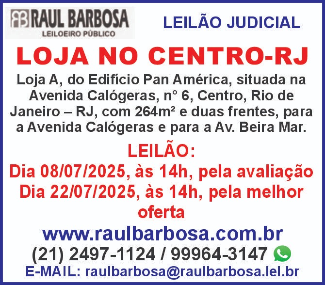 LEILÃO JUDICIAL - LOJA NO CENTRO - RJ
