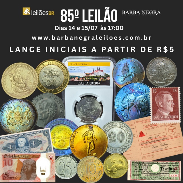 85º  LEILÃO BARBA NEGRA DE NUMISMÁTICA