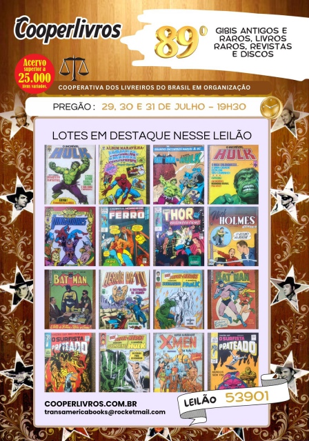 89º Leilão de Gibis Antigos e Raros, Livros Raros, Revistas e discos