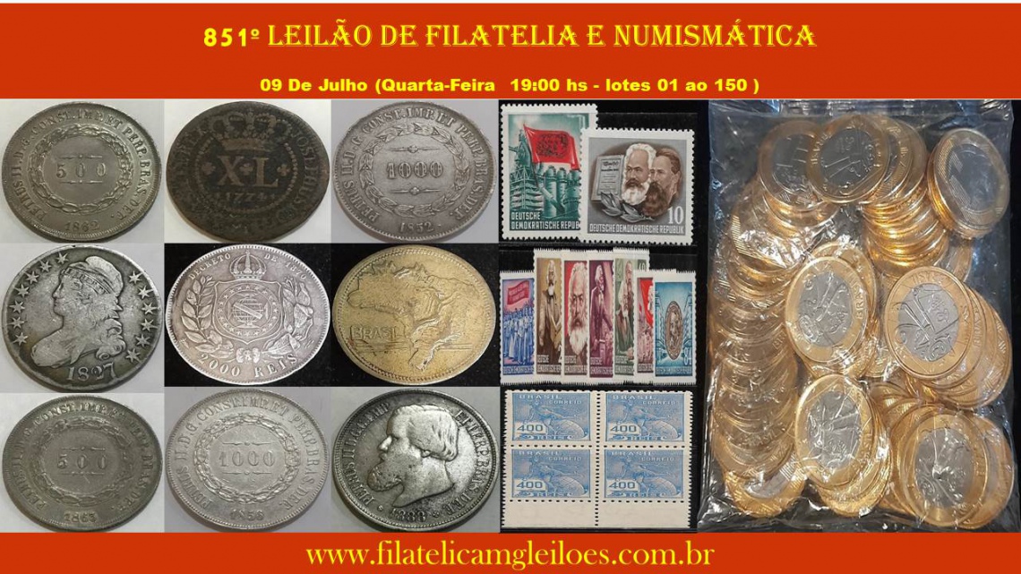 851º Leilão de Filatelia e Numismática