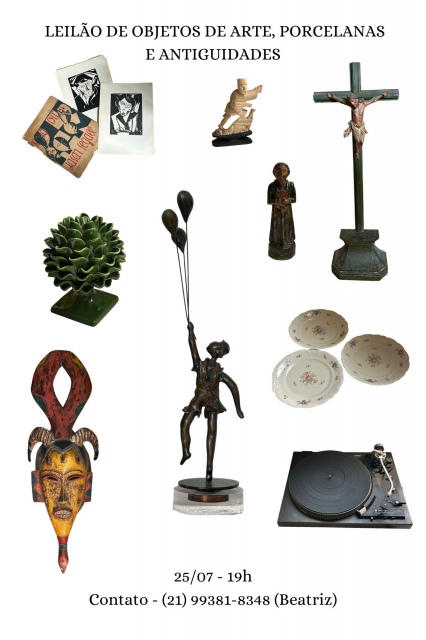 LEILÃO DE OBJETOS DE ARTE, PORCELANAS E ANTIGUIDADES.