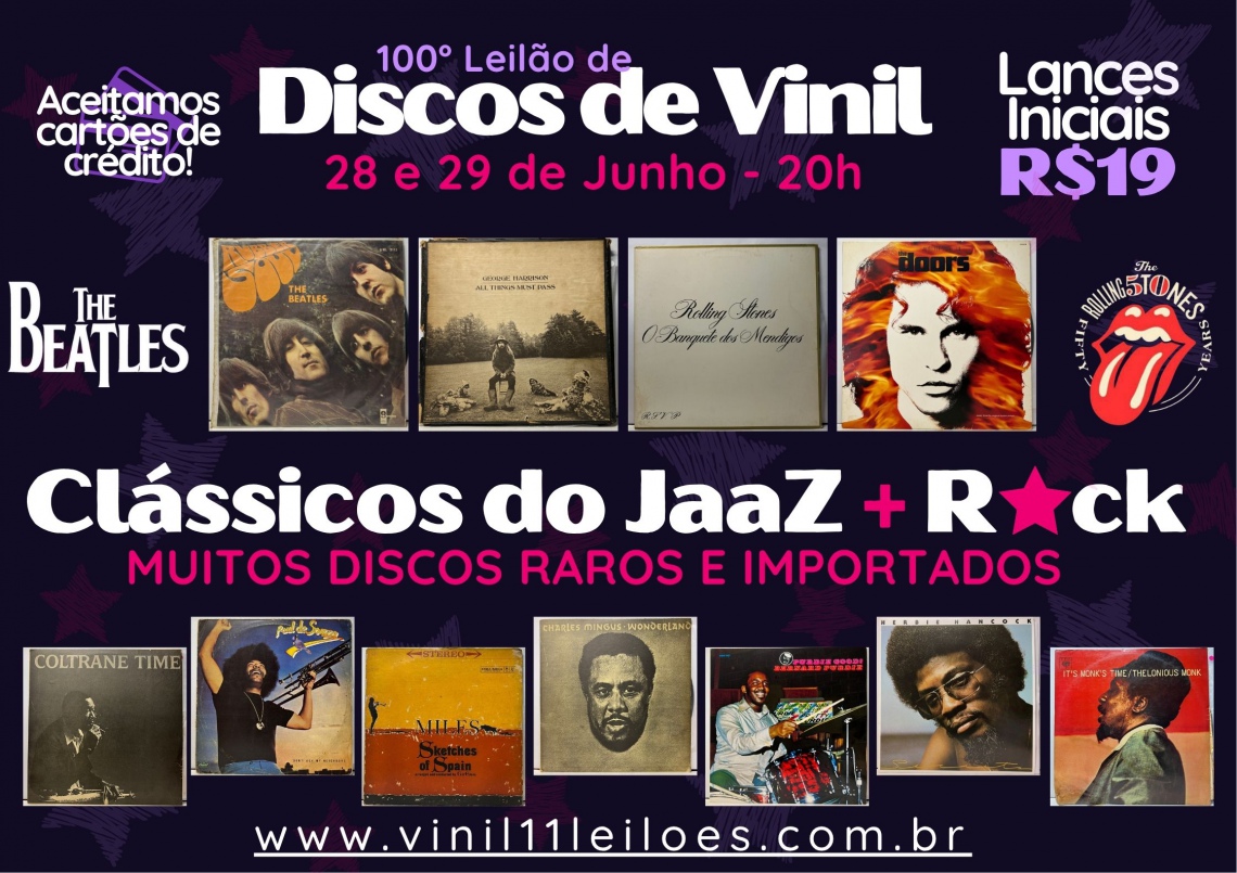 100º LEILÃO DE DISCO DE VINIL - CLÁSSICOS DO JAZZ + ROCK