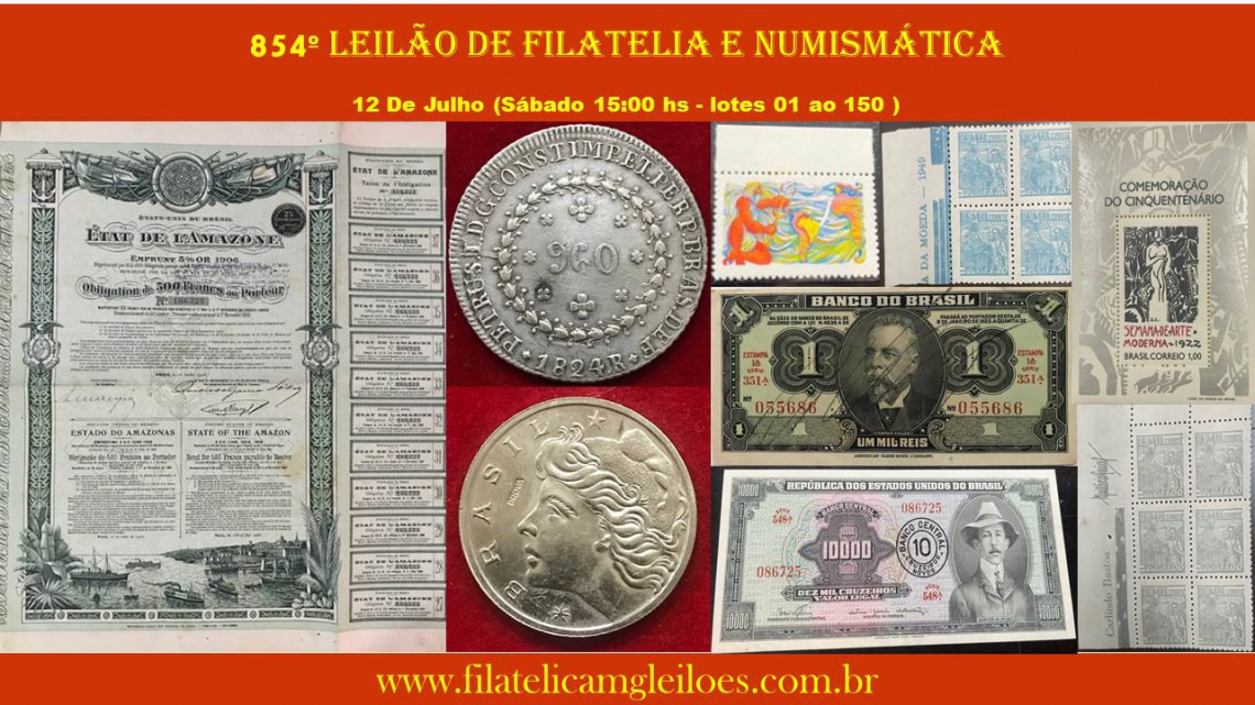 854º Leilão de Filatelia e Numismática