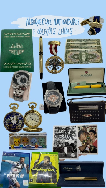 LEILÃO DE ANTIGUIDADES, COLECIONISMO, BRINQUEDOS, CANETAS, MILITARIA E RELÓGIOS