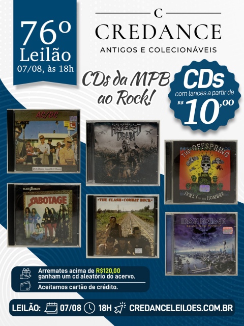 76º LEILÃO CREDANCE ANTIGOS E COLECIONÁVEIS. CDs DA MPB AO ROCK!