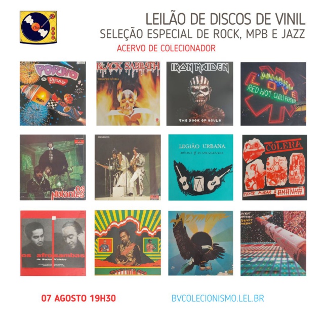 LEILÃO DE DISCOS DE VINIL, SELEÇÃO ESPECIAL DE ROCK, MPB, JAZZ. ACERVO DE COLECIONADOR.