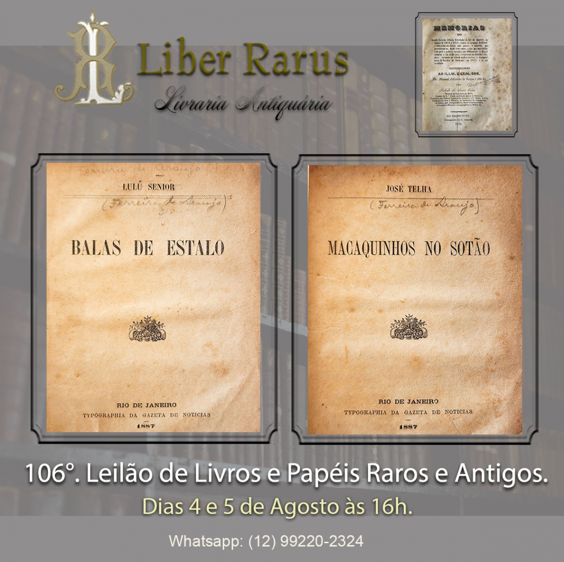 106º Leilão de Livros e Papéis Raros e Antigos - Liber Rarus