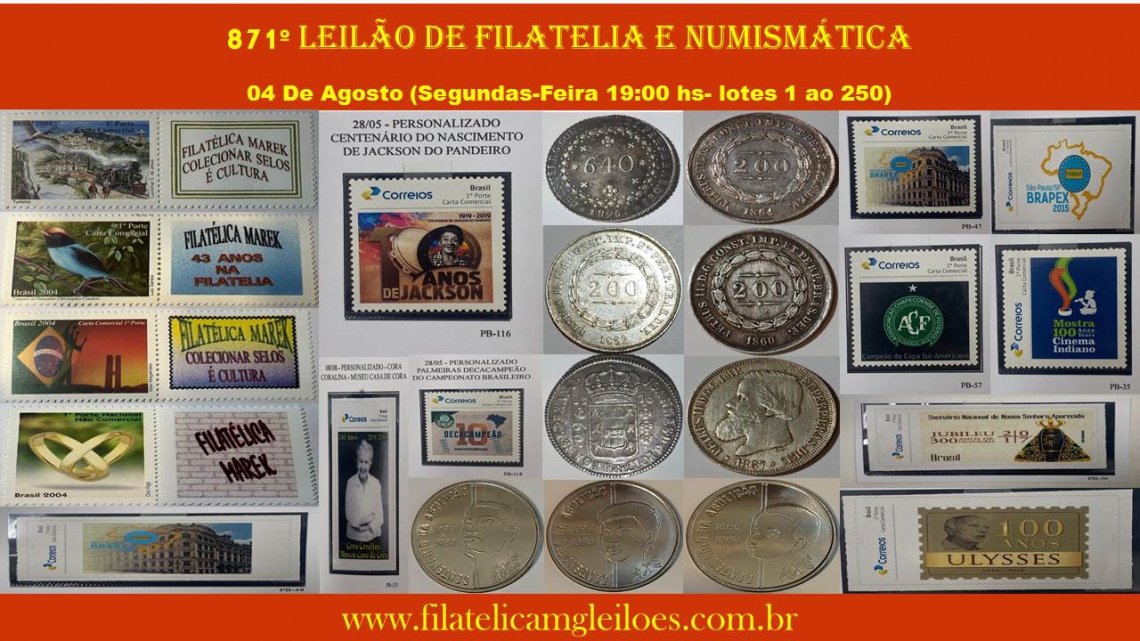 871 º Leilão de Filatelia e Numismática