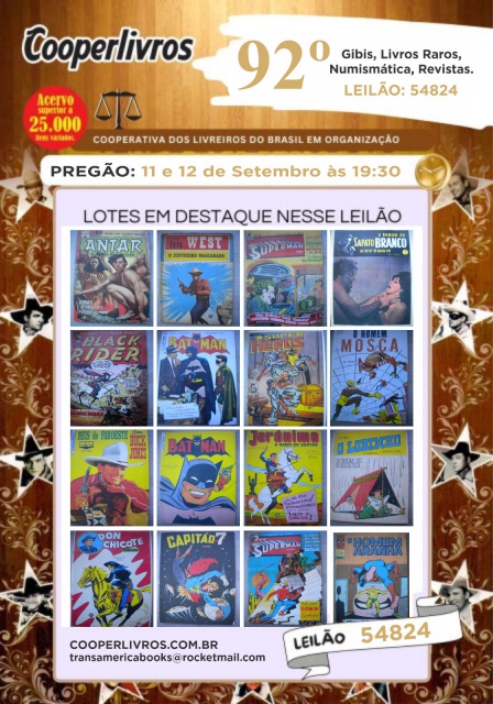 91º Leilão de Gibis, Livros Raros, Numismática, revistas